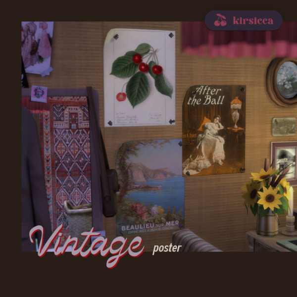 Mix vintage poster by simsfinds - The Sims 4 Custom Content