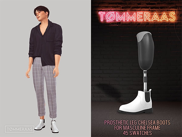 Mix Tu00d8MMERAAS Prosthetic Legs with Chelsea Boots for Masculine Frame - The Sims 4 Custom Content