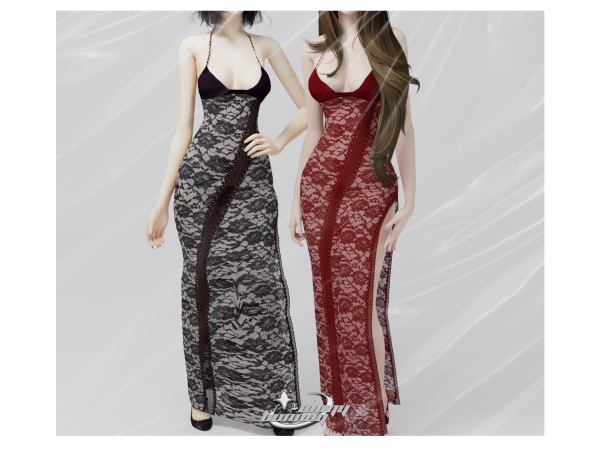 Alpha Madison Long Lace Dress - The Sims 4 Custom Content