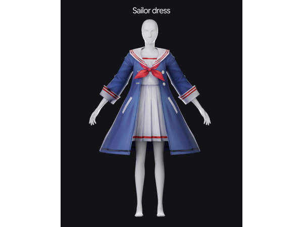 Mix simsonico Sailor Coat Dress - The Sims 4 Custom Content
