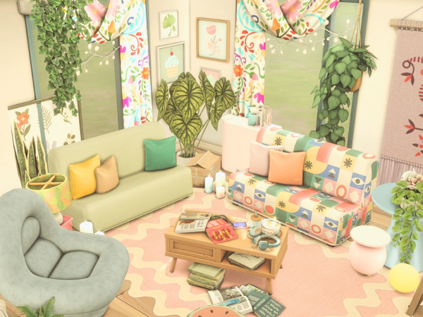 Maxis Match Crazy Color Living Room - The Sims 4 Custom Content