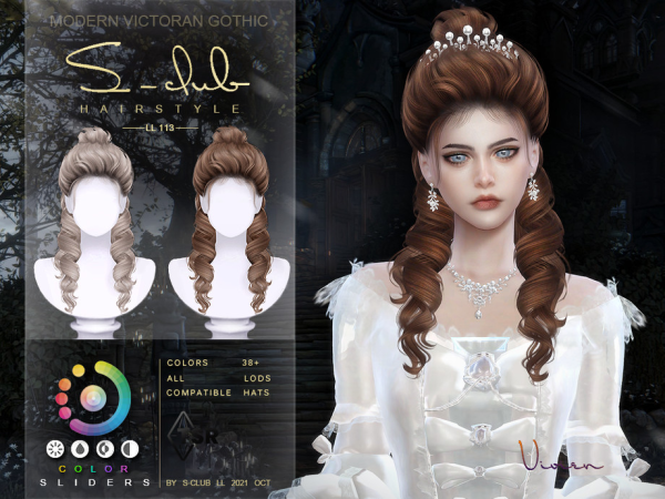 Alpha Modern Victorian Gothic curly Long hair (Vivien) Club by S - The Sims 4 Custom Content