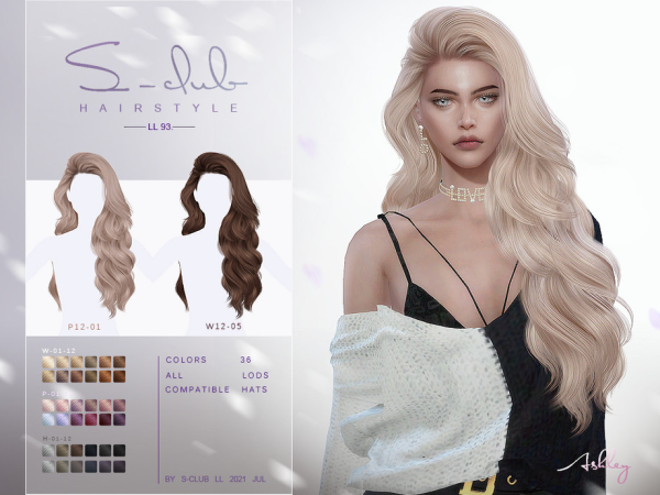 Alpha Long curly hairstyle for female Club Club by S - The Sims 4 Custom Content