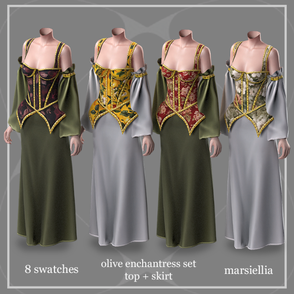 Mix [marsiellia] olive enchantress set topskirt by simsfinds - The Sims 4 Custom Content