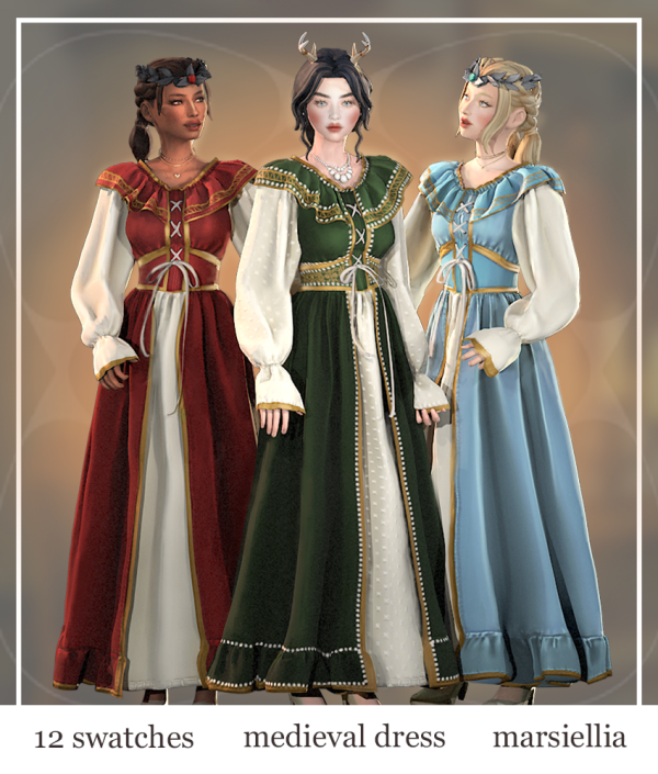 Mix [marsiellia] medieval dresses set by simsfinds - The Sims 4 Custom Content