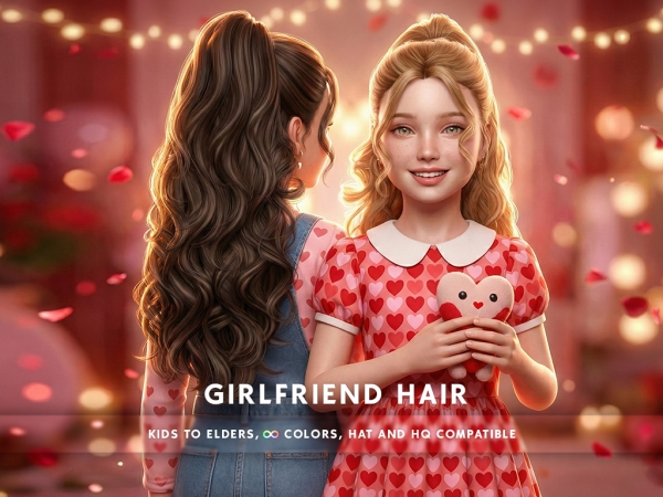 Alpha Girlfriend Hairstyle KIDS - The Sims 4 Custom Content