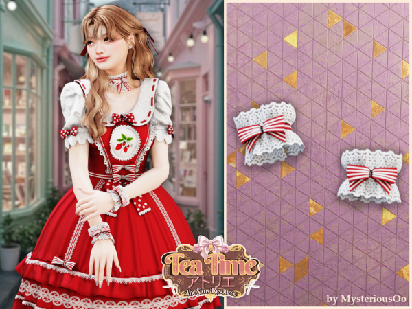 Alpha Tea Time Cute lace ribbon bracelets by MysteriousOo - The Sims 4 Custom Content