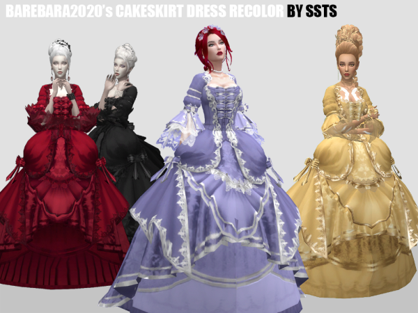 Alpha BAREBARA2020s CAKESKIRT DRESS RECOLOR by simsfinds - The Sims 4 Custom Content