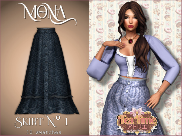 Mix TeaTime_Wide skirt with buttons by thesimsresource - The Sims 4 Custom Content