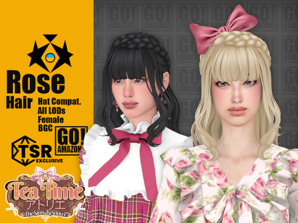 Maxis Match Rose Hair (Tea Time Atelier) - The Sims 4 Custom Content