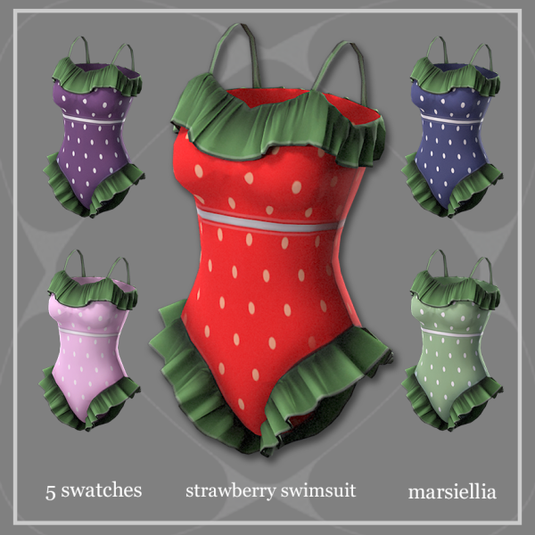 Maxis Match [marsiellia] strawberry swimsuit by simsfinds - The Sims 4 Custom Content