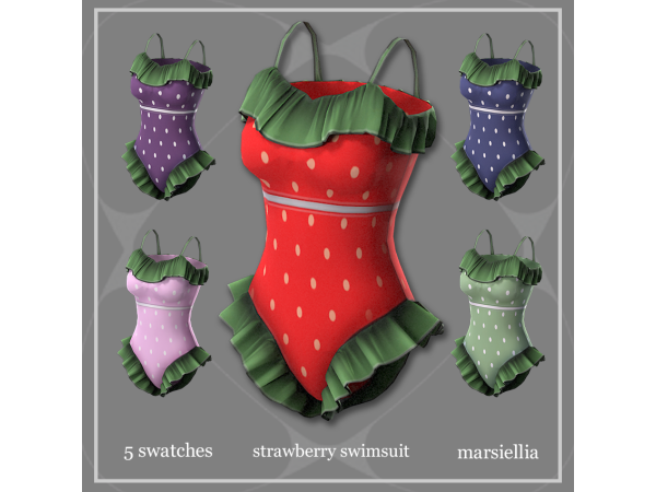 Maxis Match [marsiellia] strawberry swimsuit - The Sims 4 Custom Content