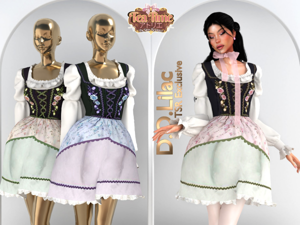 Alpha Ruffles Floral Dress DO2157 by d-o-lilac - The Sims 4 Custom Content