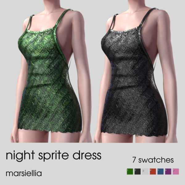 Alpha [marsiellia] night sprite dress by simsfinds - The Sims 4 Custom Content