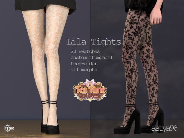 Alpha Tea Time Lila Tights by astya96cc - The Sims 4 Custom Content