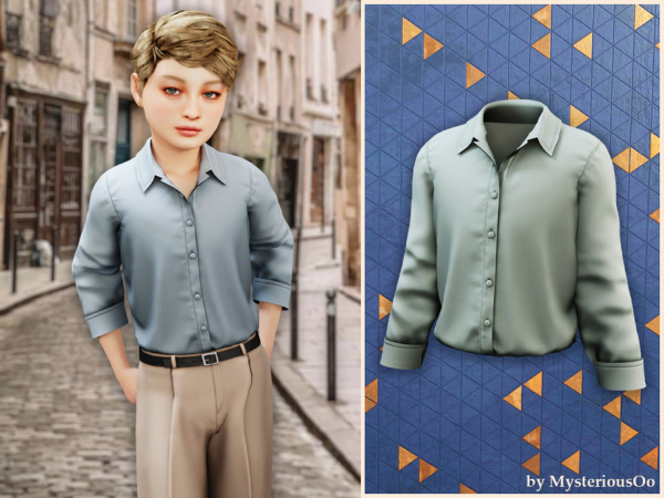 Alpha Child Classic button shirt by MysteriousOo - The Sims 4 custom content