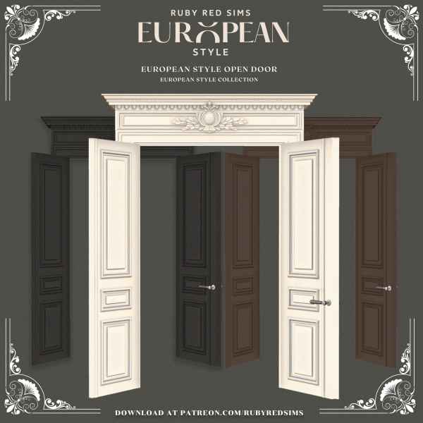 Alpha European Style Open Doors by simsfinds - The Sims 4 Custom Content