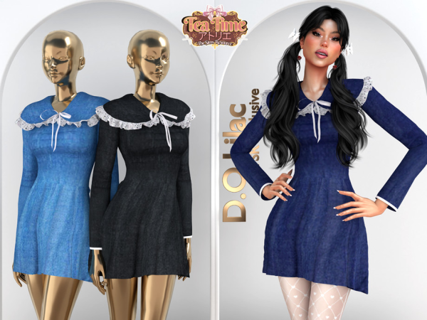 Alpha Ruffle Denim Mini Dress DO2165 - The Sims 4 Custom Content