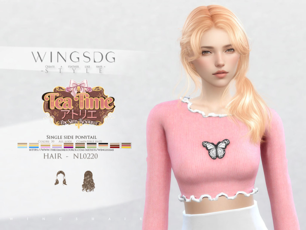 Alpha WINGS TF0220 Single side ponytail by wingssims - The Sims 4 Custom Content