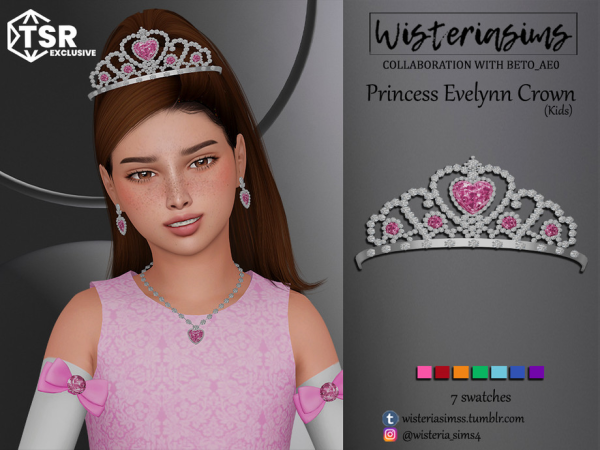 Alpha Princess Evelynn Crown (kids) by WisteriaSims - The Sims 4 Custom Content