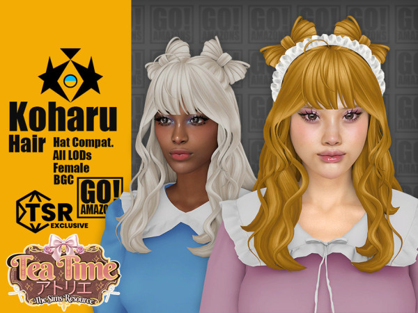 Sims 4 Koharu Hair (Tea Time Atelier)