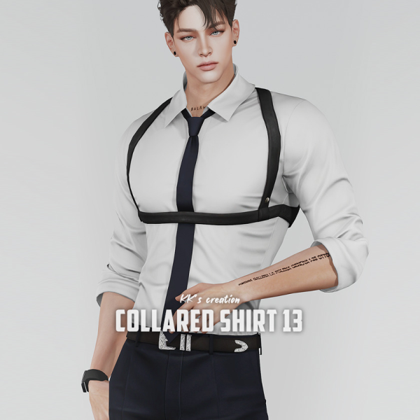 Alpha [KK] COLLARED SHIRT 13 by simsfinds - The Sims 4 custom content