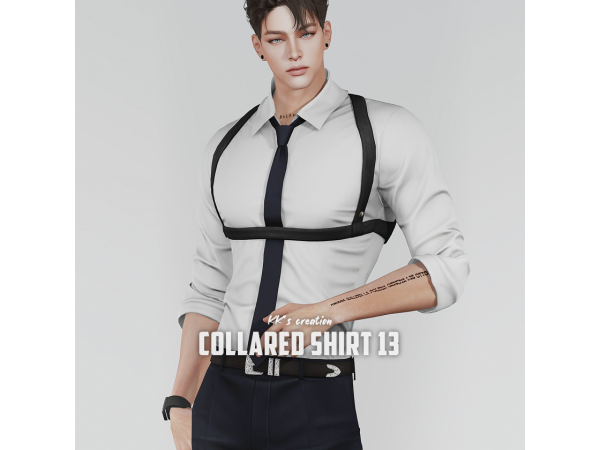Alpha [KK] COLLARED SHIRT 13 by KK_creations - The Sims 4 custom content