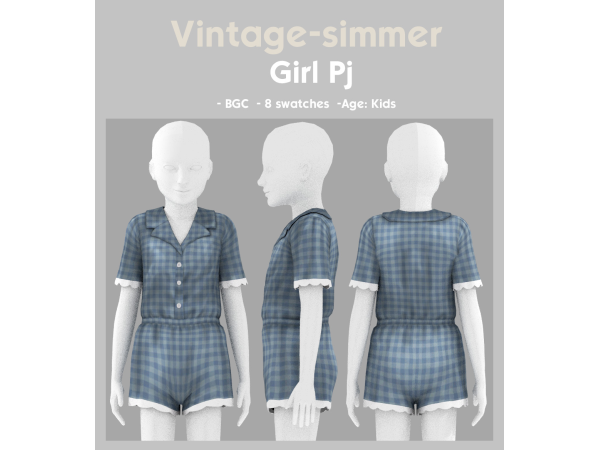 Maxis Match Girl PJ simmer by vintage - The Sims 4 custom content
