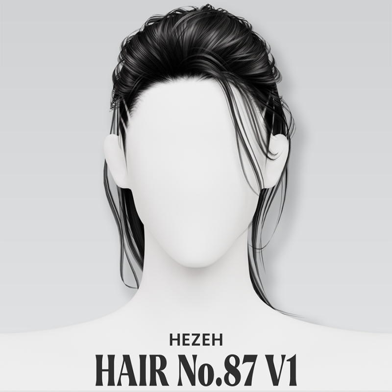 Alpha [Hezeh]Hair No87 V1 by hezeh - The Sims 4 Custom Content
