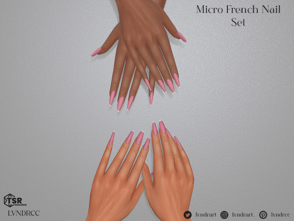 Alpha Micro Fench Nail Set by lvndrcc - The Sims 4 Custom Content