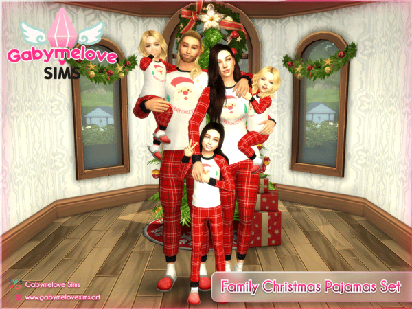 Sims 4 Maxis Match Ropa de Navidad CC: Family Christmas Pajamas Set By GabymeloveSims