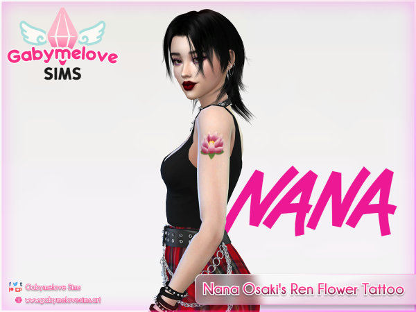 Mix Nana Osaki's Ren Flower Tattoo [HQ compatible] by GabymeloveSims - The Sims 4 Custom Content