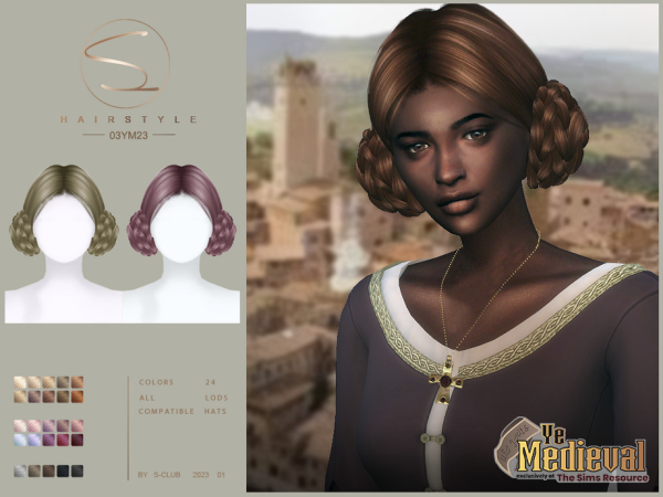 Alpha Ye Medieval braid hairstyle 03YM23 Club by S - The Sims 4 Custom Content