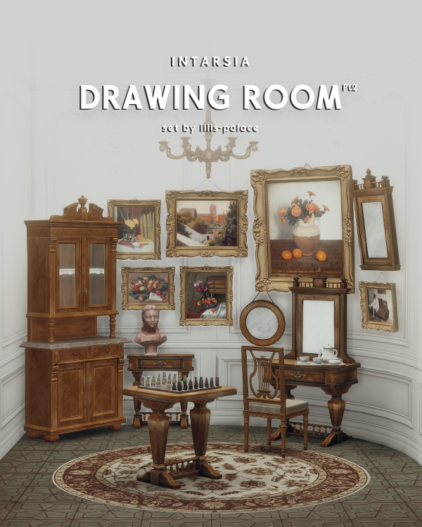 Mix INTARSIA Drawing Room Set Pt2 by simsfinds - The Sims 4 Custom Content