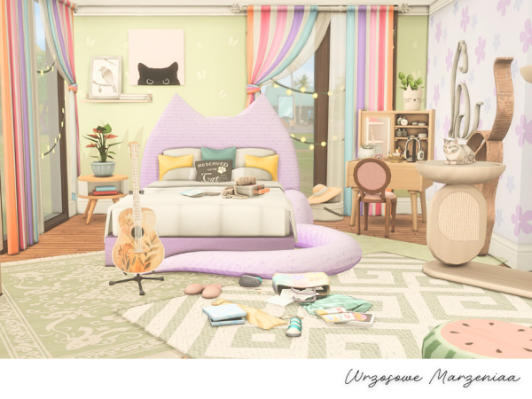 Maxis Match Rainbow Cat Bedroom - The Sims 4 Custom Content