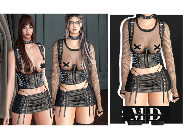 Alpha NEW Sexy gothic set with spikes - The Sims 4 Custom Content