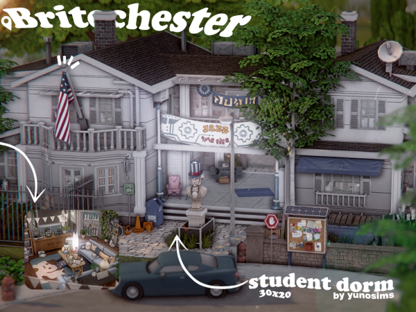 Sims 4 Britchester Dormitory | NO CC by yun0sims