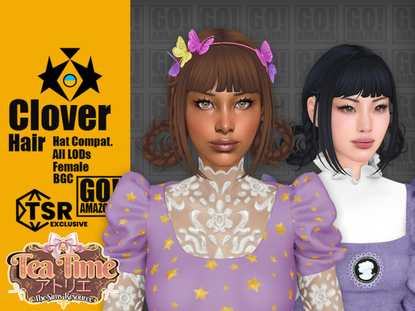 Maxis Match Clover Hair (Tea Time Atelier) - The Sims 4 Custom Content