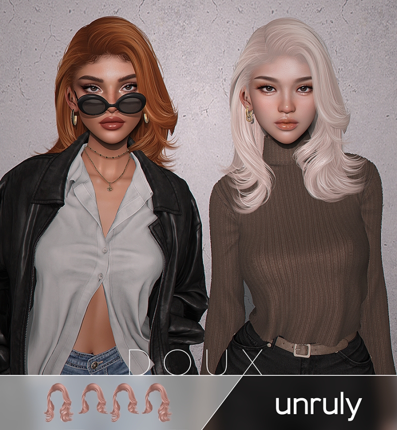 Alpha Poll's Winner Unruly Hairstyle by douxhair - The Sims 4 Custom Content