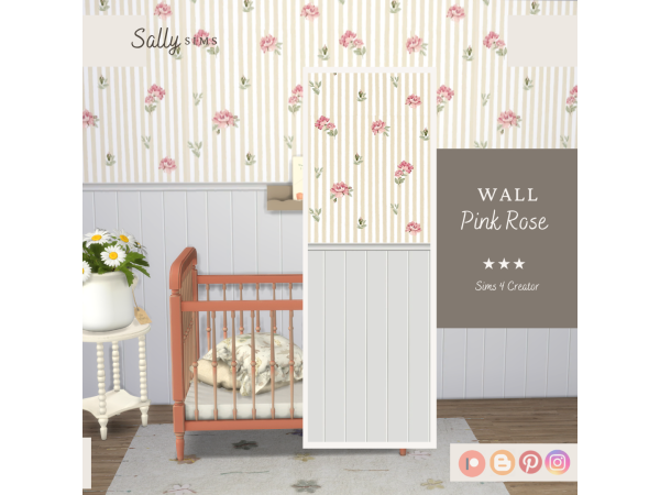 Alpha Wall PINK ROSE - The Sims 4 Custom Content