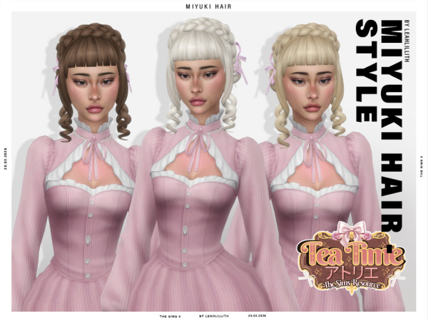 Maxis Match Tea Time Atelier Miyuki Braided Buns Hairstyle by thesimsresource - The Sims 4 Custom Content
