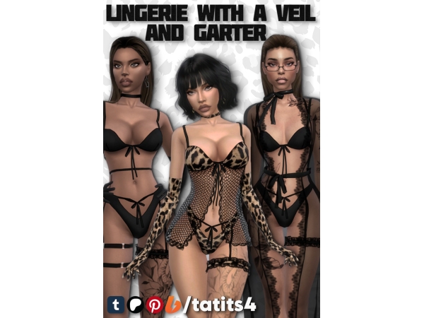 Mix Lingerie with a veil and garter by tatits4 - The Sims 4 Custom Content