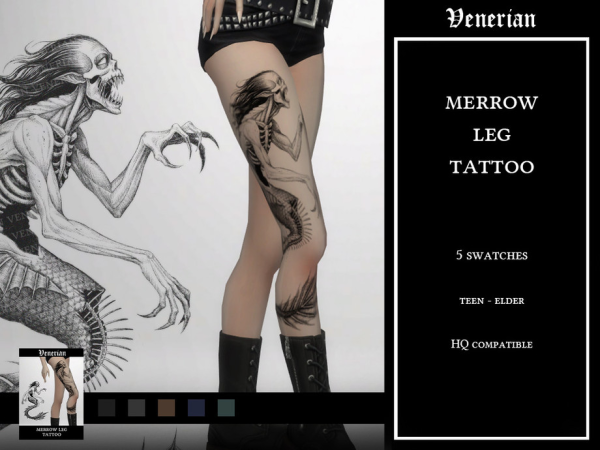Mix Merrow Leg Tattoo by Venerian by Venerian - The Sims 4 Custom Content