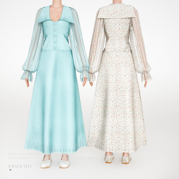 Alpha Peoplemayo Alima Long Sleeve Maxi Dress by simsfinds - The Sims 4 Custom Content