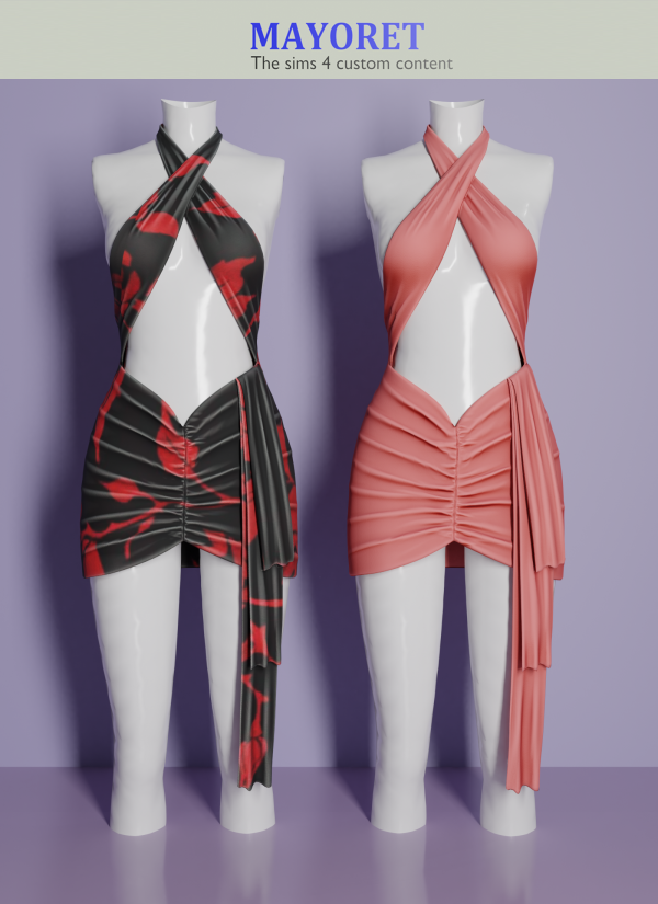 Alpha Mayoret Treisa Dress by mayoret - The Sims 4 Custom Content