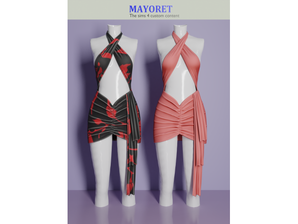 Alpha Mayoret Treisa Dress - The Sims 4 Custom Content