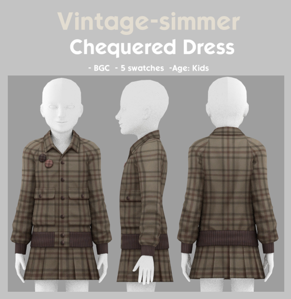 Maxis Match Chequered Dress simmer by simsfinds - The Sims 4 Custom Content