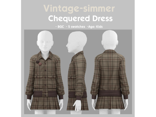 Maxis Match Chequered Dress simmer by vintage - The Sims 4 Custom Content