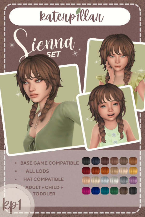 Maxis Match Sienna Hair Set by simsfinds - The Sims 4 Custom Content