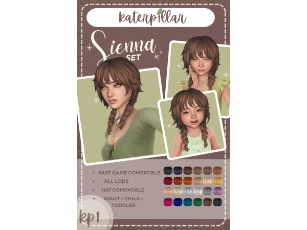 Maxis Match Sienna Hair Set by katerp1llar - The Sims 4 Custom Content